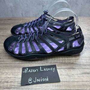 J-41~Women’s~Lagoon Barefoot Design Traction Black/Purple Sandals~Size 7M
